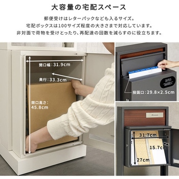 注文コード:02496817,02496842 ポスト付き門柱型宅配ボックス 宅配2段タイプ - ホームテイスト