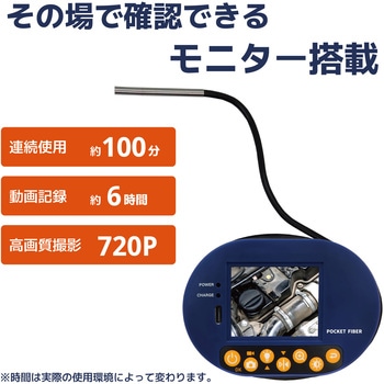 注文コード:02559108 ファイバースコープ ポケットサイズ ケーブル収納可 3.9mm極細ファイバーカメラ モニター付き - ブロードウォッチ