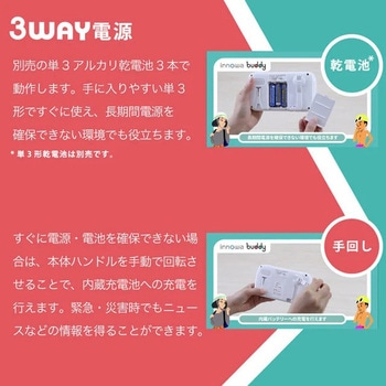 注文コード:02601230 innowa buddy 防災安心セット ポータブルラジオ・TV(ホワイト) - NHTechnology(NHテクノロジー)