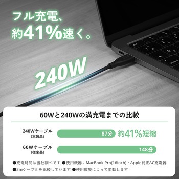 注文コード:02652969,02653012,02652951,02653048 USB-C to USB-C 充電専用 ケーブル 最大240W PD EPR対応 シリコン やわらか データ抜き取り防止 - エレコム