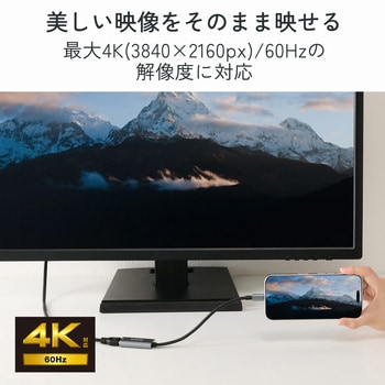 注文コード:02652987 USB Type-C to HDMI 変換アダプタ 拡張・複製 4K/60Hz対応 メッシュ 高耐久 ミラーリング - エレコム
