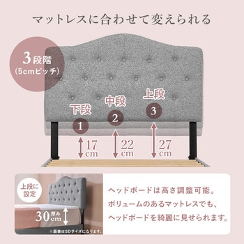 注文コード:02706248,02707508 ベッド ファブリックベッド すのこベッド 布張り 姫系 かわいい ホテルライク 【選べる2サイズ S/SD】 - 萩原