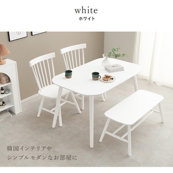 注文コード:02707630 ダイニングテーブルセット 幅120cm 4人掛け 4点セット 角型 ベンチ ウィンザーチェア ファンバックタイプ - 萩原