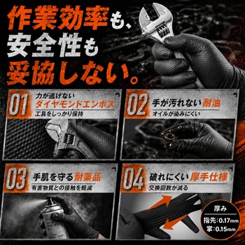 注文コード:02731588,02731597,02731606,02731622,02731631,02731640,02731649,02731658,02731667,02731676,02731692,02731701,02731710,02731719,02731728,02731737,02731746,02731762 エンジニア仕様・ニトリルグローブ - EVERSAFE
