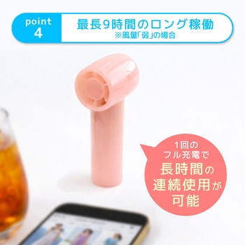 注文コード:02770831 パワフルな風 3段階風量調節・約9時間使用可能 ジェットハンディファン(日傘クリップ付き) - OWLTECH(オウルテック)