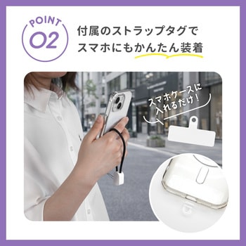 注文コード:02774410 PD60W充電/データ転送 USB Type-C to USB Type-C 充電ケーブルにもなるフィンガーストラップ - OWLTECH(オウルテック)