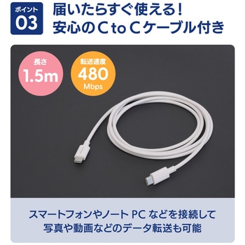注文コード:02774708 PD30W C×1 AC充電器 Type-C to Cケーブル 1.5m付属 - OWLTECH(オウルテック)
