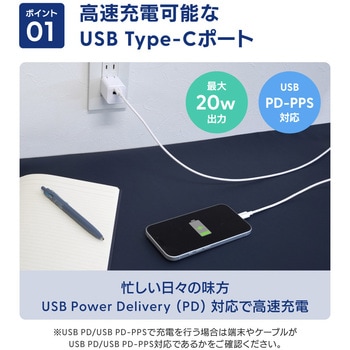 注文コード:02774927 PD20W C×1 A×1 AC充電器 Type-C to Cケーブル 1.5m付属 - OWLTECH(オウルテック)