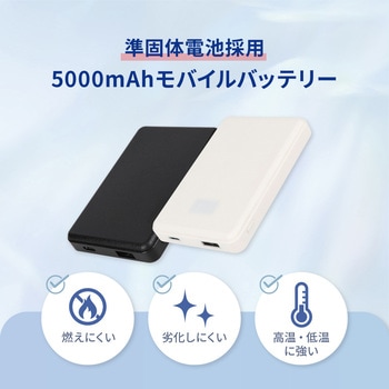 注文コード:02775031 準固体モバイルバッテリー 5000mAh ブラック - OWLTECH(オウルテック)