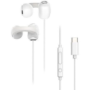 注文コード:02934649 オープンイヤー型イヤーカフタイプUSB-C有線接続イヤホン ホワイト - 多摩電子