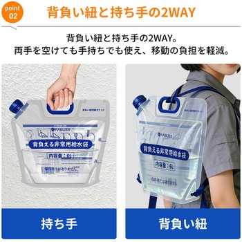注文コード:02934981,02934990,02934999,02935008 背負える非常用給水袋 6L KO438 - RABLISS