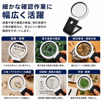注文コード:02960190 LED・UVライト付き スタンドルーペ 6倍/25倍 ブラックライト付 手持ち 卓上 拡大鏡 USBコード付き - メディアカバーマーケット
