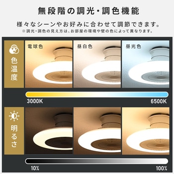 注文コード:02968791,02968809 シーリングファンライト LED 調光 調色 リモコン付き正転逆転機能 薄型 常夜灯 - YAMAZEN(山善)