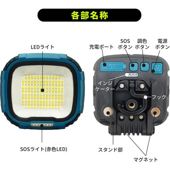注文コード:02988077 小型LED投光器 4000lm ポータブル 充電式 - ブロードウォッチ