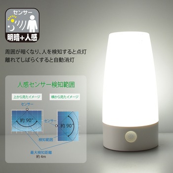 注文コード:02989906 LEDセンサーライト 明暗・人感センサー 乾電池式 屋外対応 IP54 - オーム電機