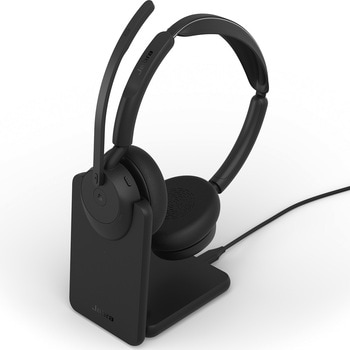 注文コード:03094066 無線ヘッドセット 両耳 MS認定 充電スタンド付「Jabra Evolve3 45 MSStereo LINK 390a Stand」 - Jabra