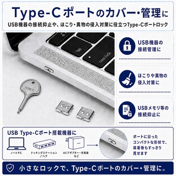 注文コード:03152130 USB Type-C用 ポートロック 2個セット 専用解除キー付き - メディアカバーマーケット
