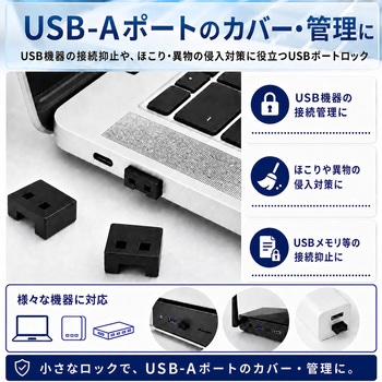 注文コード:03152157 USB Type-A用 ポートロックキャップ 10個セット 専用解除キー付き - メディアカバーマーケット
