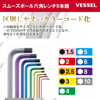 注文コード:03174408 スムーズボール六角レンチ 9本組 - ベッセル
