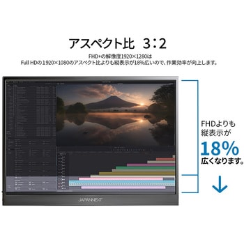 注文コード:03187717 10.5型/1920×1280/miniHDMI×1、USB-C×1/ブラック/スピーカー有/2年保証 - JAPANNEXT