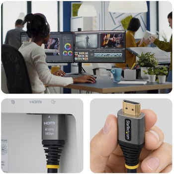 注文コード:03187891 HDMI 2.0ケーブル/1.5m/4K60Hz/Premium High Speed/オス - オス/ブラック/UHD モニター ディスプレイコード - StarTech.com