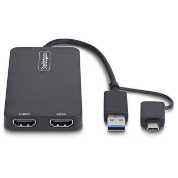 注文コード:03187918 USB - HDMI変換アダプター/USB-C & A接続/2画面(1x 4K30Hz + 1x 1080p)/Windows macOS/ディスプレイコンバーター - StarTech.com