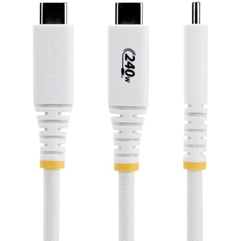 注文コード:03187927 USB-Cケーブル/2m/USB 2.0/Type-C to Type-C/240W 5A PD EPR対応/USB-IF/オス-オス/ホワイト/しなやか&高耐久/高速充電 データ転送 - StarTech.com
