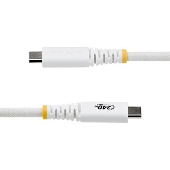 注文コード:03187927 USB-Cケーブル/2m/USB 2.0/Type-C to Type-C/240W 5A PD EPR対応/USB-IF/オス-オス/ホワイト/しなやか&高耐久/高速充電 データ転送 - StarTech.com