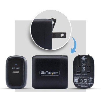 注文コード:03188137 USB充電器/1ポートUSB-C/最大20W/PD対応/急速充電 Type-C 電源アダプター - StarTech.com