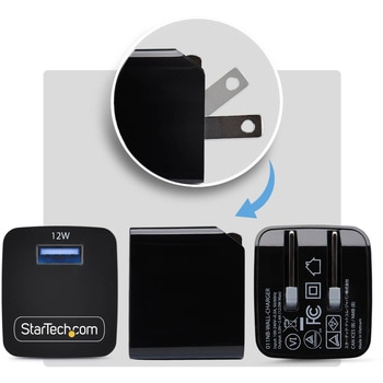 注文コード:03188478 USB充電器/1ポートUSB-A/最大12W/5V/2.4A/iPhone Pro / 17 / 16・iPad・Samsung Galaxy対応/ブラック - StarTech.com