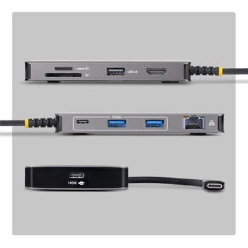 注文コード:03188487 マルチポートアダプター/USB-C接続/4K60Hz HDMI/140W PD/1x USB-C + 3x USB-A/イーサネット/SD microSDカードリーダー/Dell HP LenovoノートPC対応 - StarTech.com