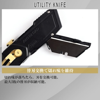 注文コード:03192432 電工ユーティリティナイフ 折りたたみタイプ - KUROKIN(黒金)