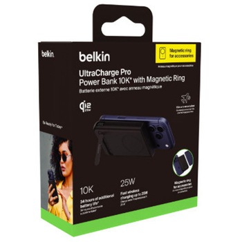注文コード:03199450 UltraCharge Pro Qi2 モバイルバッテリー マグネットリング付き 10000mAh ブラック - BELKIN(ベルキン)