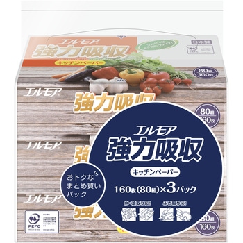 エルモア強力吸収キッチンペーパー80W カミ商事