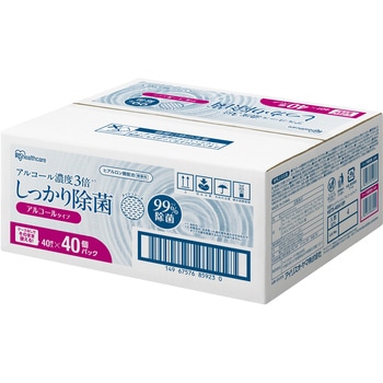 注文コード:03205628 除菌ウェットティッシュアルコールタイプ 40枚入×10個パック - アイリスオーヤマ