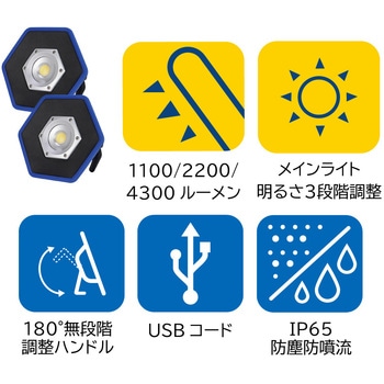 注文コード:03269030 ダブルスタンド&コードレスLED投光器2個セット - TAKENOW