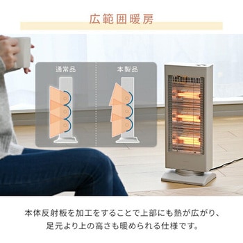 注文コード:03348796 電気ストーブ コンパクト スリム 小型 左右首振り - YAMAZEN(山善)