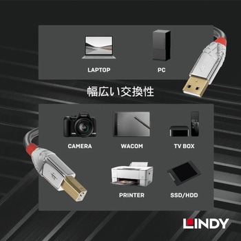 注文コード:03366007 LINDY CROMO LINE USB2.0 Type-A to Type-Bケーブル - LINDY