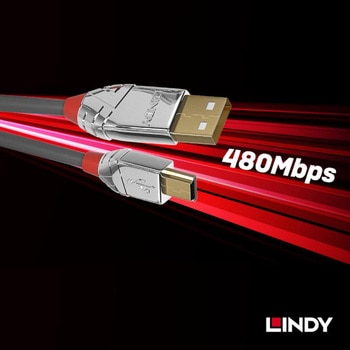 注文コード:03366348 LINDY CROMO LINE USB2.0 Type-A to Mini-Bケーブル - LINDY