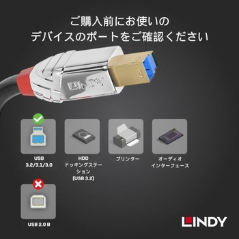 注文コード:03366357 LINDYCROMO LINE USB3.0 Type-A to Type-Bケーブル - LINDY