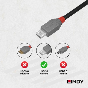 注文コード:03366409 LINDY ANTHRA LINE USB2.0 Type-C to Micro-Bケーブル - LINDY