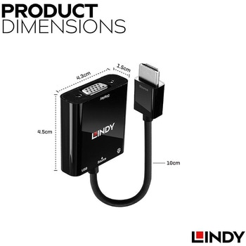 注文コード:03366418 LINDY HDMI to VGA/オーディオ アクティブ変換アダプタ - LINDY
