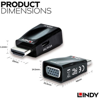 注文コード:03366549 LINDY HDMI Type-A to VGA オス/メス ミニ変換アダプタ - LINDY