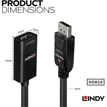 注文コード:03366637 LINDY DisplayPort 1.2 to HDMI 2.0 HDR アクティブ変換アダプタケーブル - LINDY