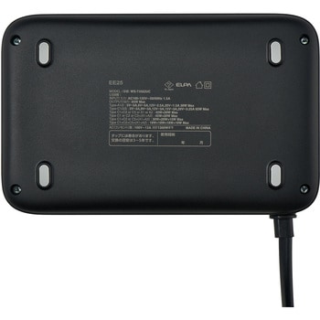 注文コード:03376796 平形USBタップPD65W 黒 - ELPA