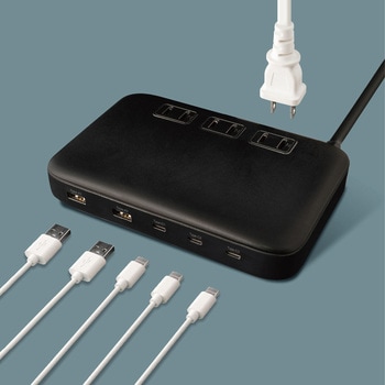 注文コード:03376796 平形USBタップPD65W 黒 - ELPA