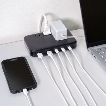 注文コード:03376796 平形USBタップPD65W 黒 - ELPA