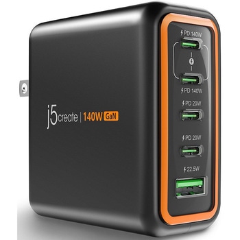 140W GaN PD3.1 USB-C 5ポート AC延長キット付 充電器 j5 create