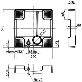 注文コード:03488331 洗濯機パン(洗濯機用水栓付) - SANEI(旧:三栄水栓製作所)
