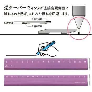 注文コード:03488717 Kiwami LR左右利き手対応アルミ定規 15cm - 共栄プラスチック